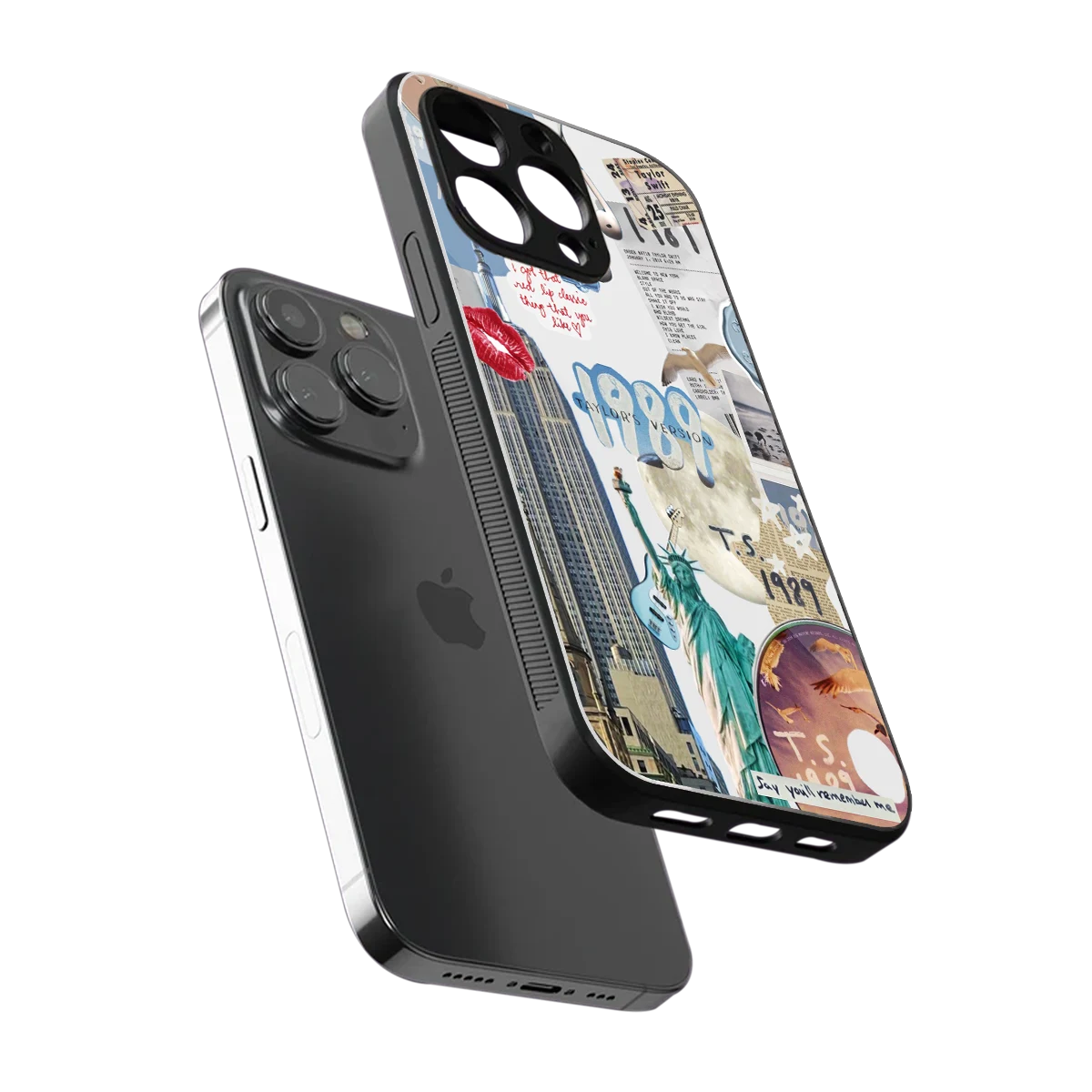 1989 Swift Era sleek iphone 16 pro max cover with tempered glass back and TPU edges