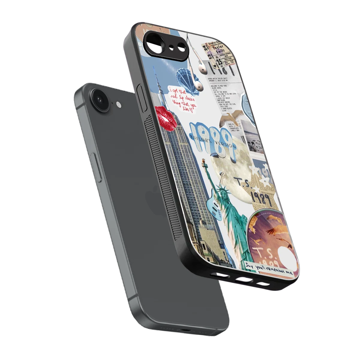 1989 Swift Era sleek iphone 16e cover with tempered glass back and TPU edges