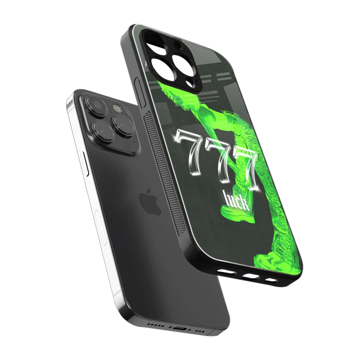 777 Luck sleek iphone 14 pro max cover with tempered glass back and TPU edges