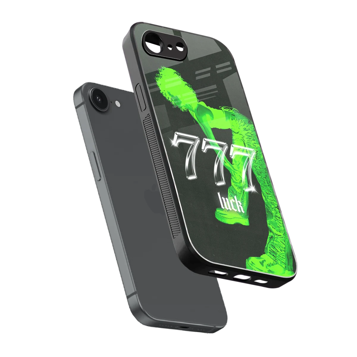 777 Luck sleek iphone 16e cover with tempered glass back and TPU edges