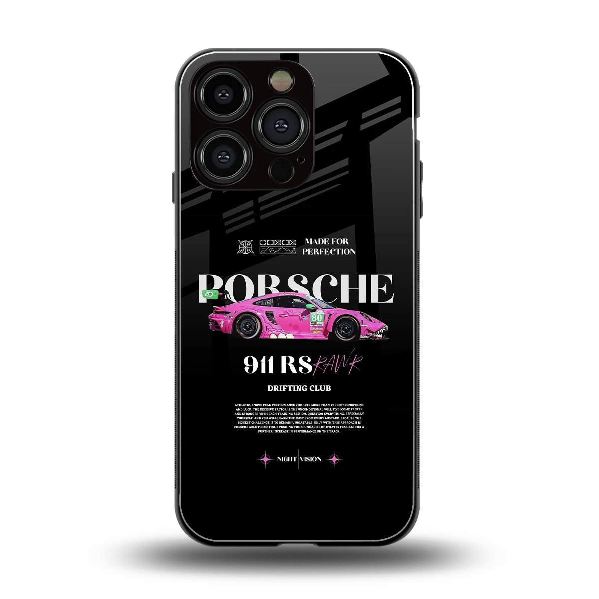 911 Drifting Club back phone cover | glass case for iphone 16 pro