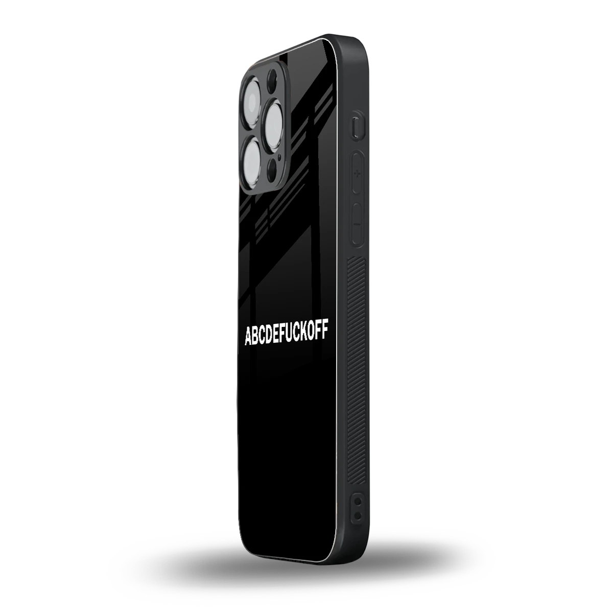 ABCDEFUCKOFF Black iphone 14 pro max mobile cover | shockproof glass phone case