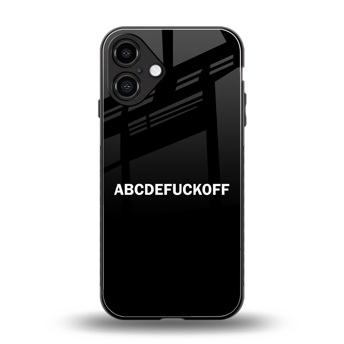 ABCDEFUCKOFF Black back phone cover | glass case for iphone 16 plus