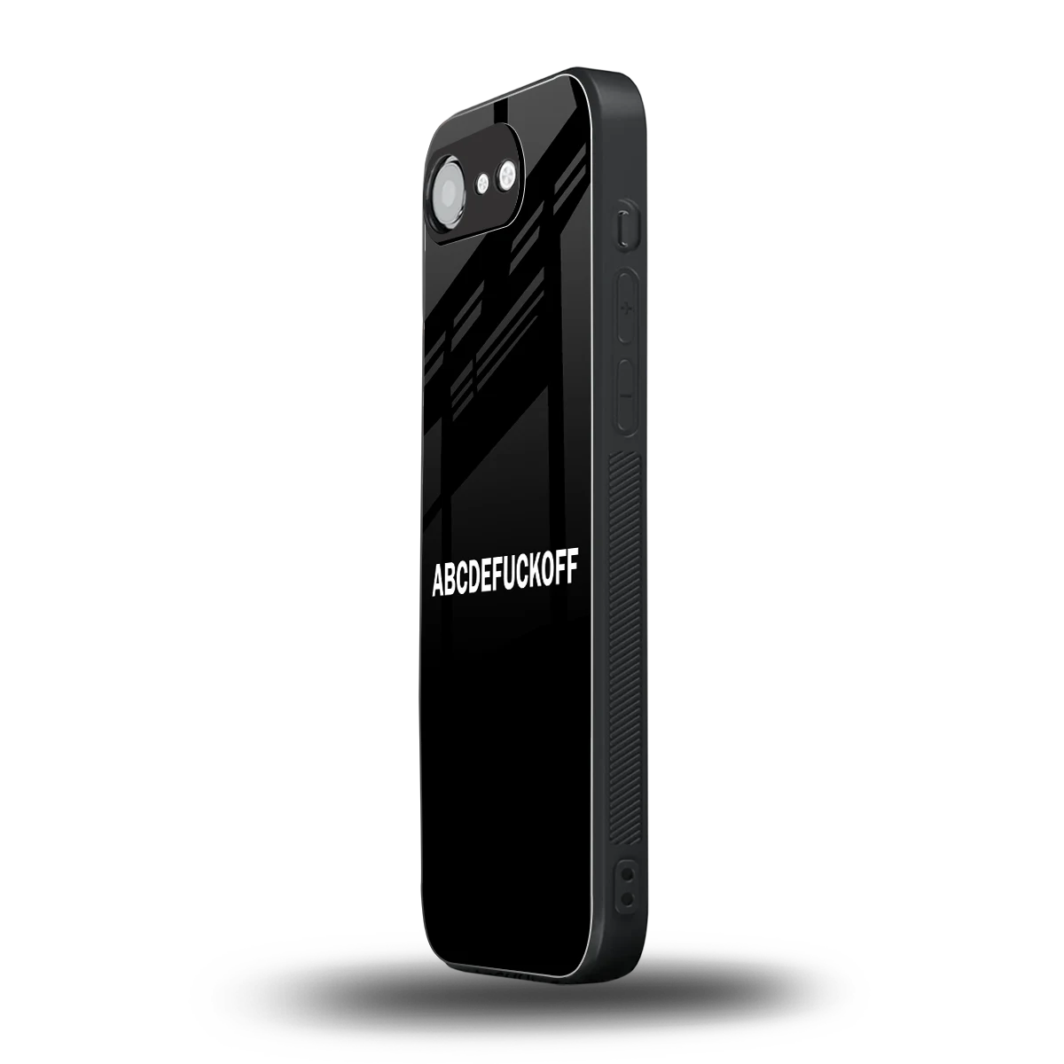 ABCDEFUCKOFF Black iphone 16e mobile cover | shockproof glass phone case