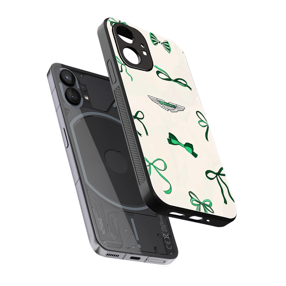 AM X Bows sleek nothing phone 1 cover with tempered glass back and TPU edges