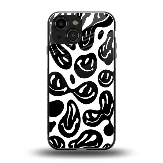 Acid Smiles BW back phone cover | glass case for iphone 13 mini