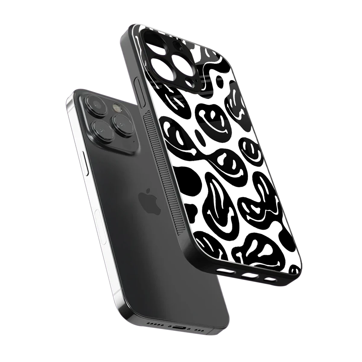 Acid Smiles BW sleek iphone 15 pro max cover with tempered glass back and TPU edges