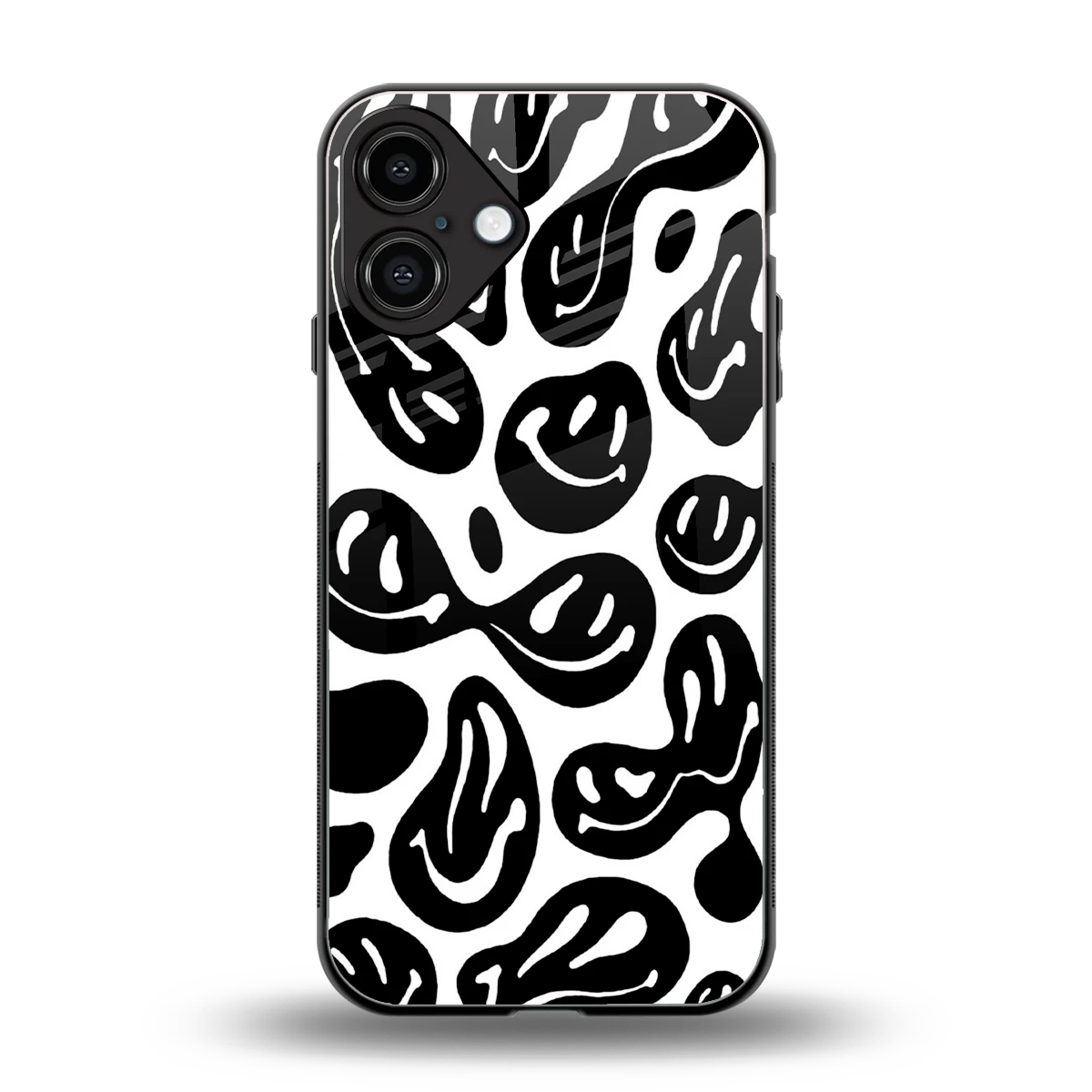 Acid Smiles BW back phone cover | glass case for iphone 16 plus