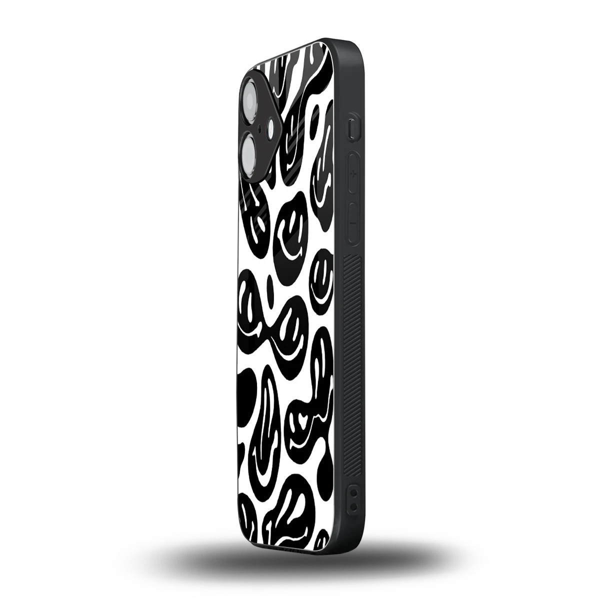 Acid Smiles BW iphone 16 plus mobile cover | shockproof glass phone case