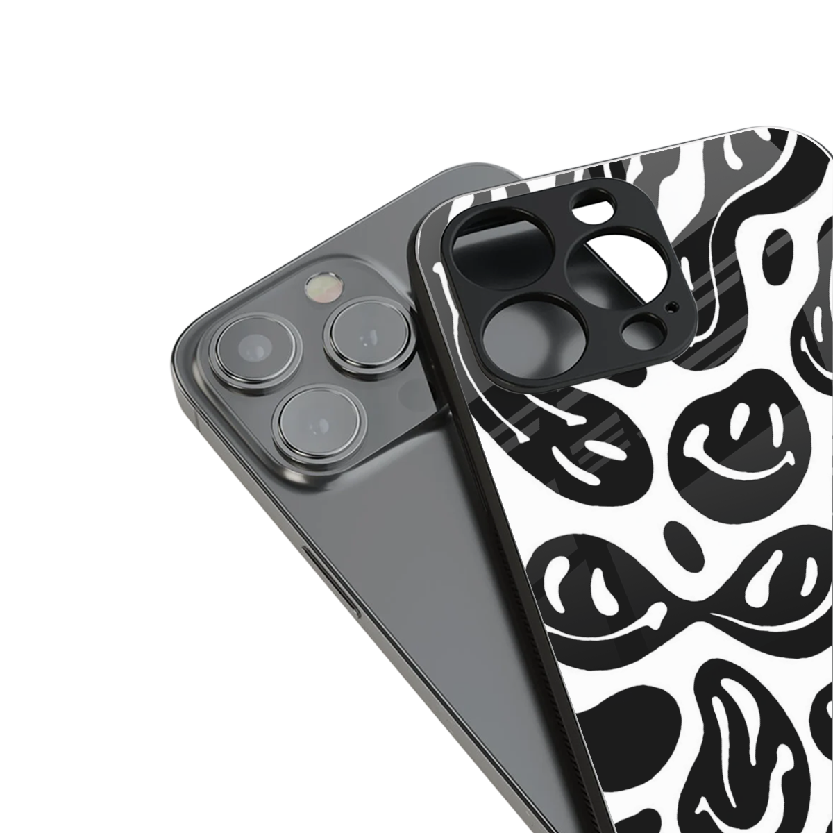 Acid Smiles BW Phone Case for Iphone 16 | Glass Case
