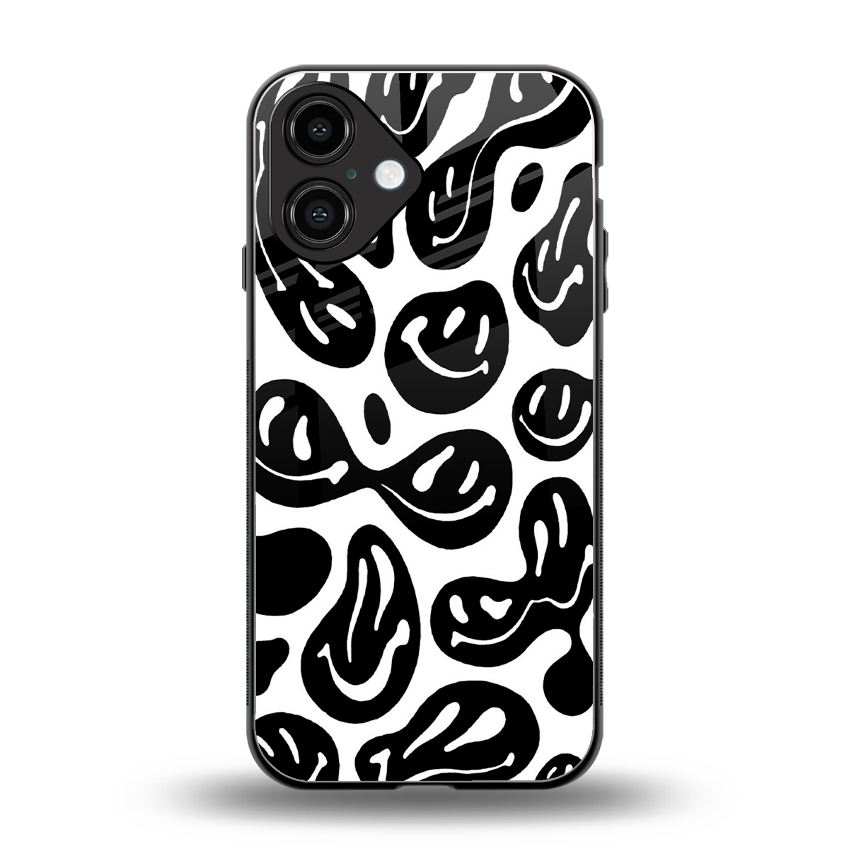 Acid Smiles BW Phone Case for Iphone 16 | Glass Case