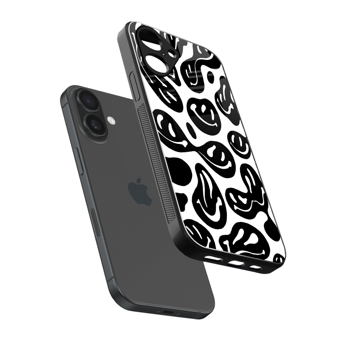 Acid Smiles BW Phone Case for Iphone 16 | Glass Case