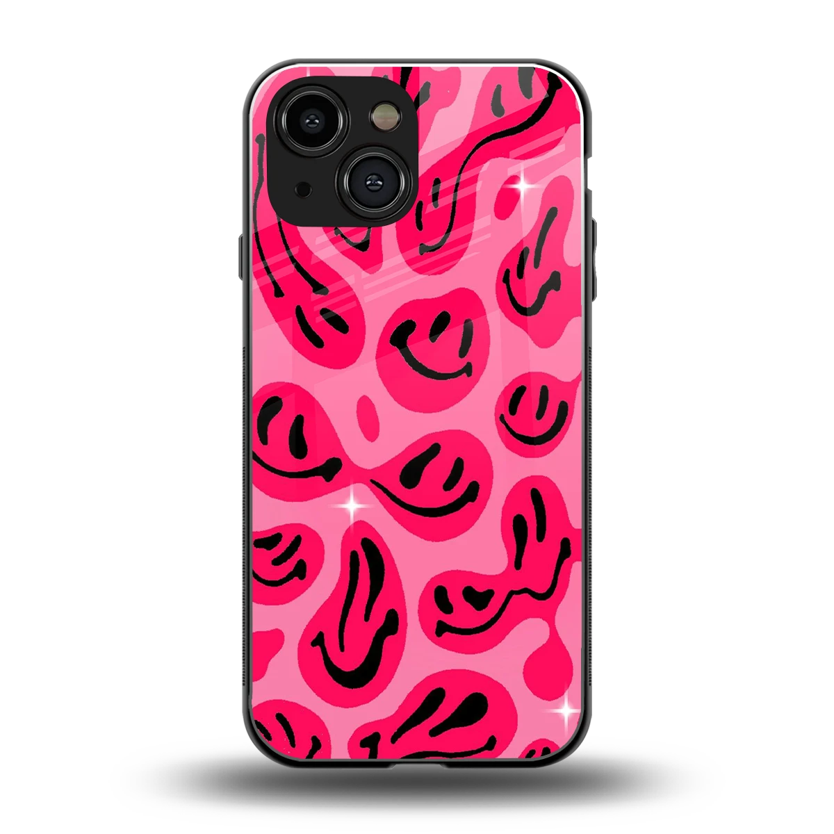 Acid Smiles Pink back phone cover | glass case for iphone 13 mini