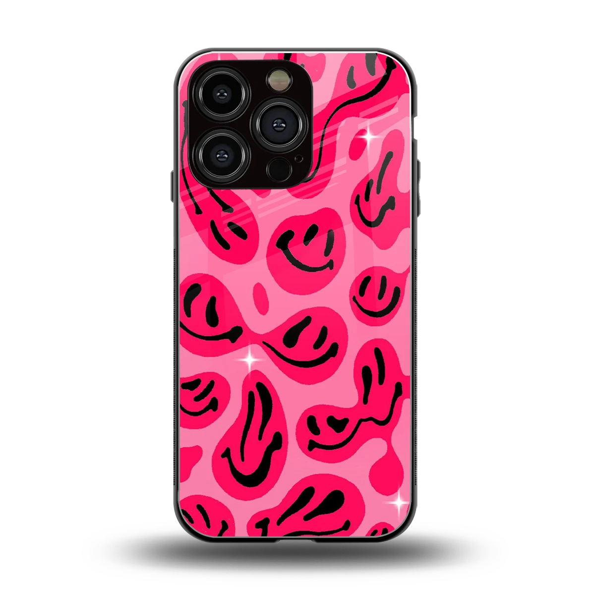 Acid Smiles Pink back phone cover | glass case for iphone 16 pro