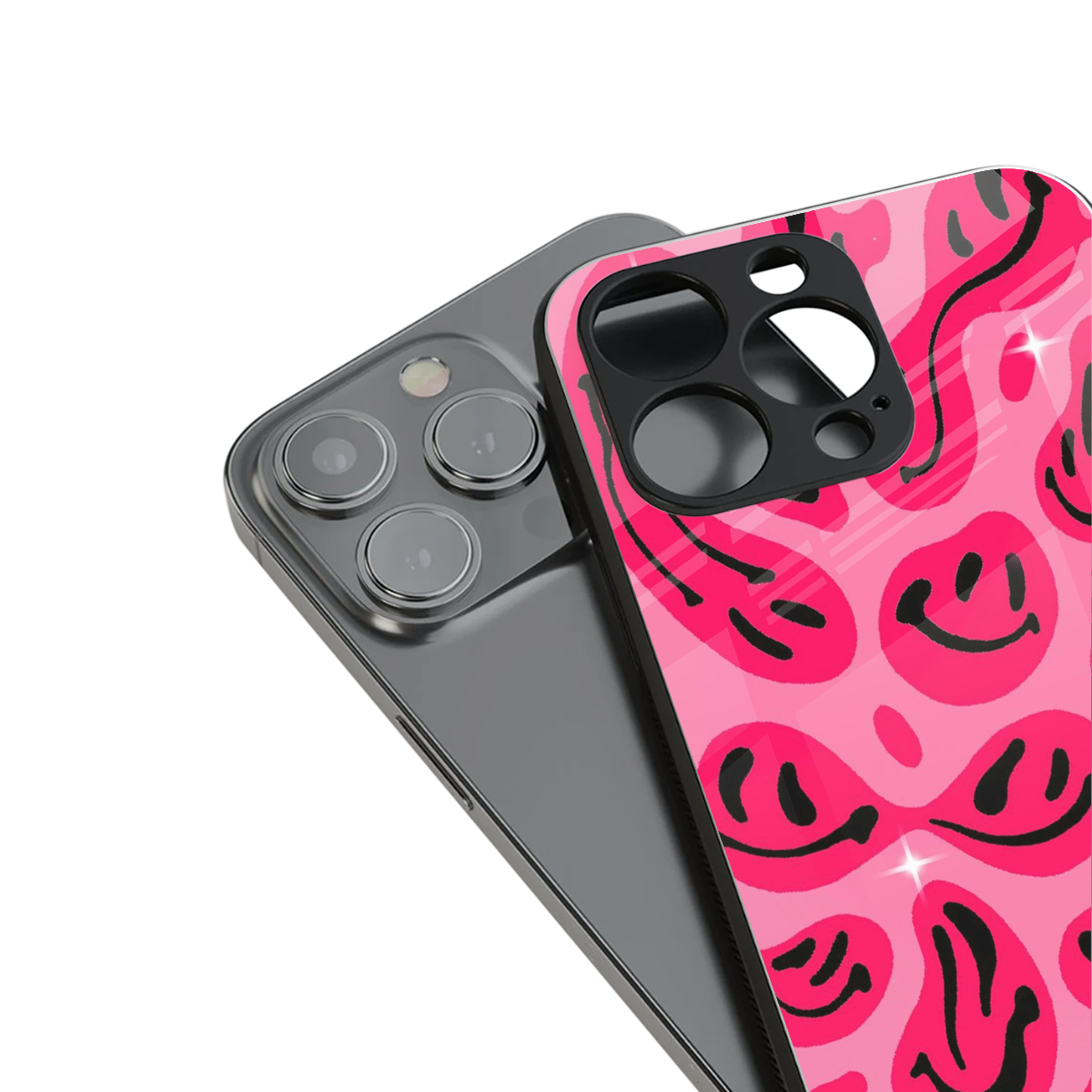 Acid Smiles Pink Phone Case for Iphone 16 | Glass Case