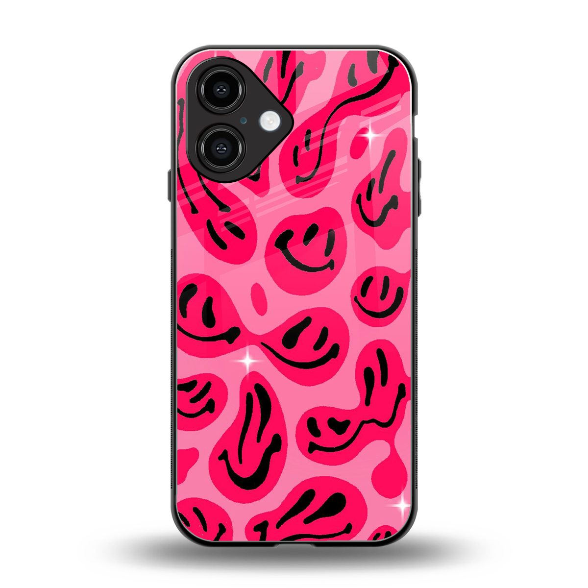 Acid Smiles Pink Phone Case for Iphone 16 | Glass Case