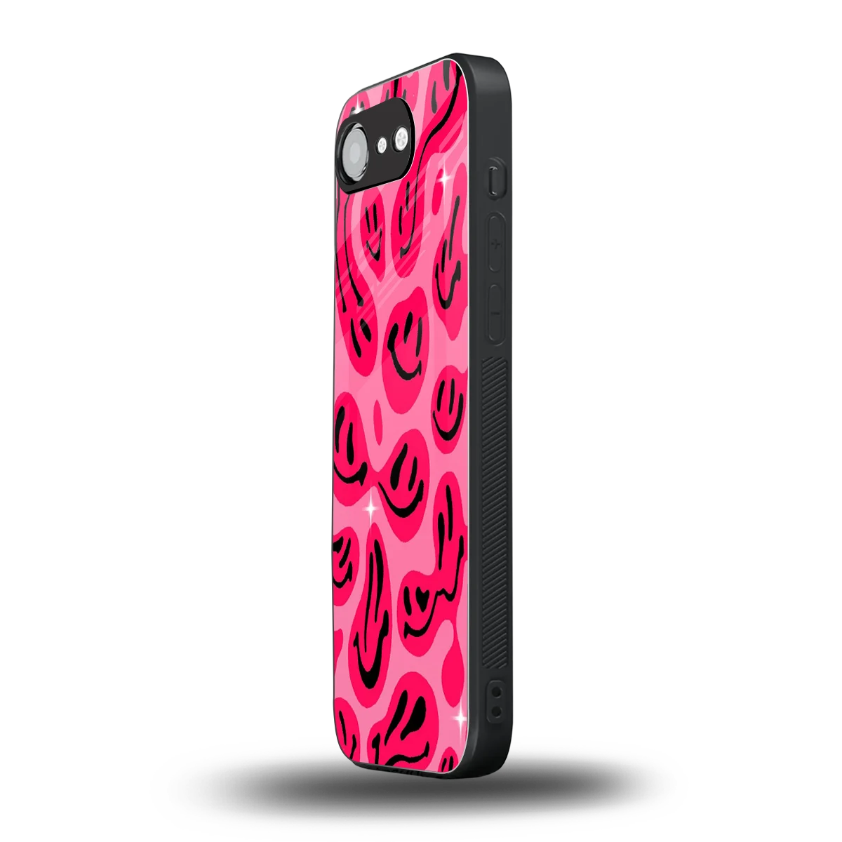 Acid Smiles Pink iphone 16e mobile cover | shockproof glass phone case