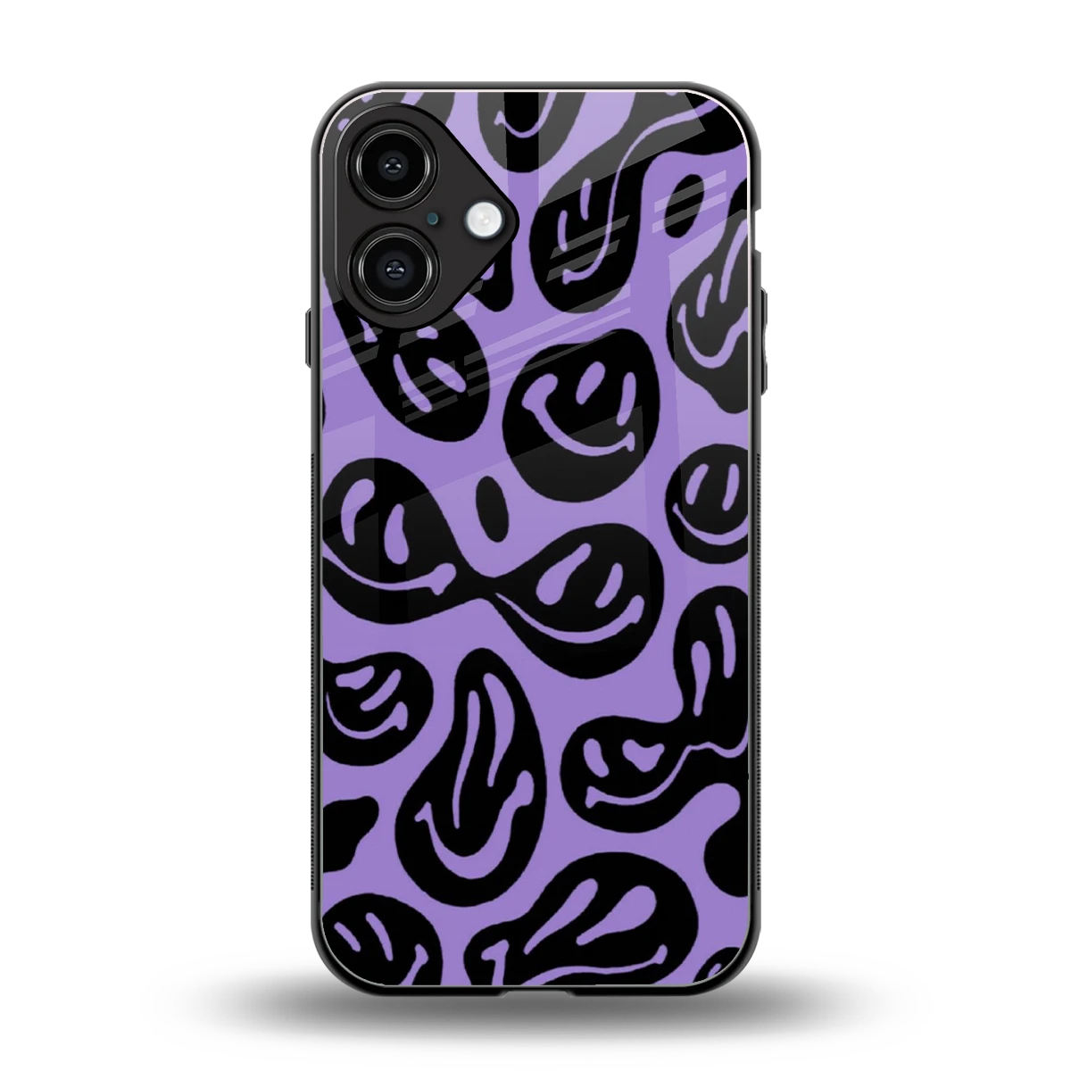 Acid Smiles Purple back phone cover | glass case for iphone 16 plus