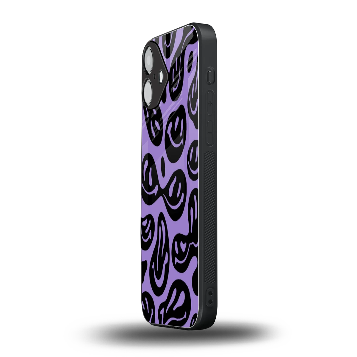 Acid Smiles Purple iphone 16 plus mobile cover | shockproof glass phone case