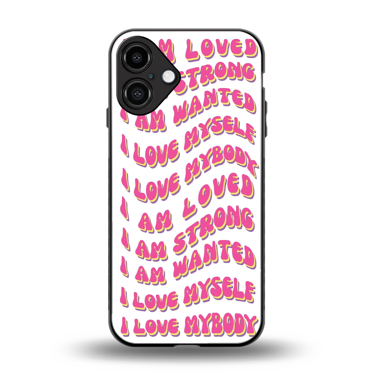 Affirmation back phone cover | glass case for iphone 16 plus