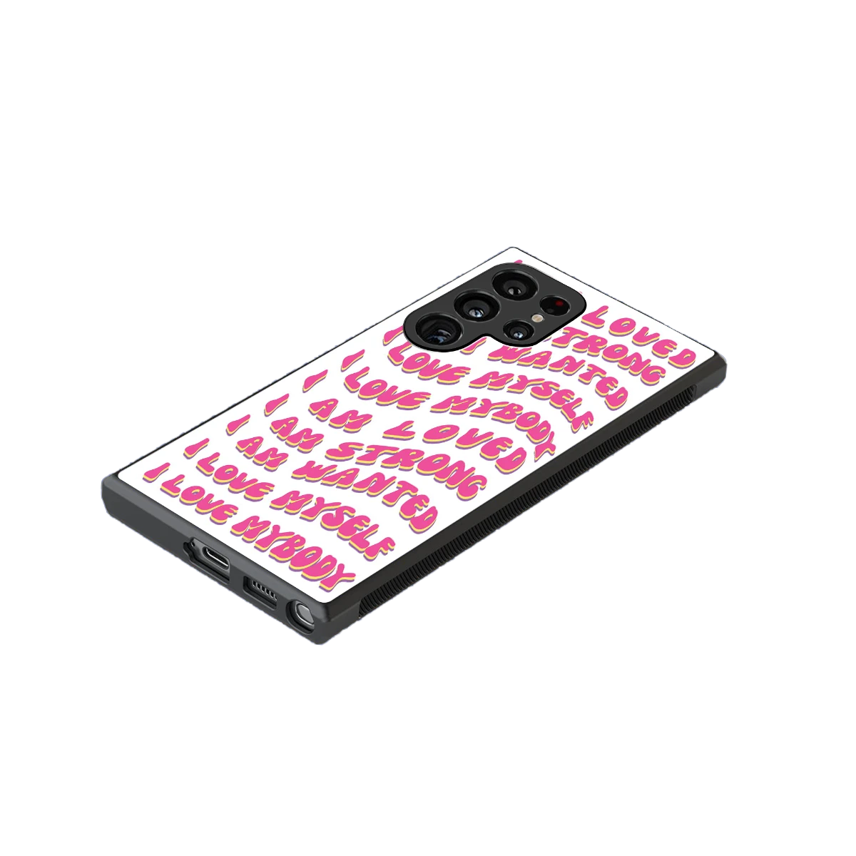 Affirmation stylish phone case for samsung galaxy s24 ultra | glossy glass and slim fit