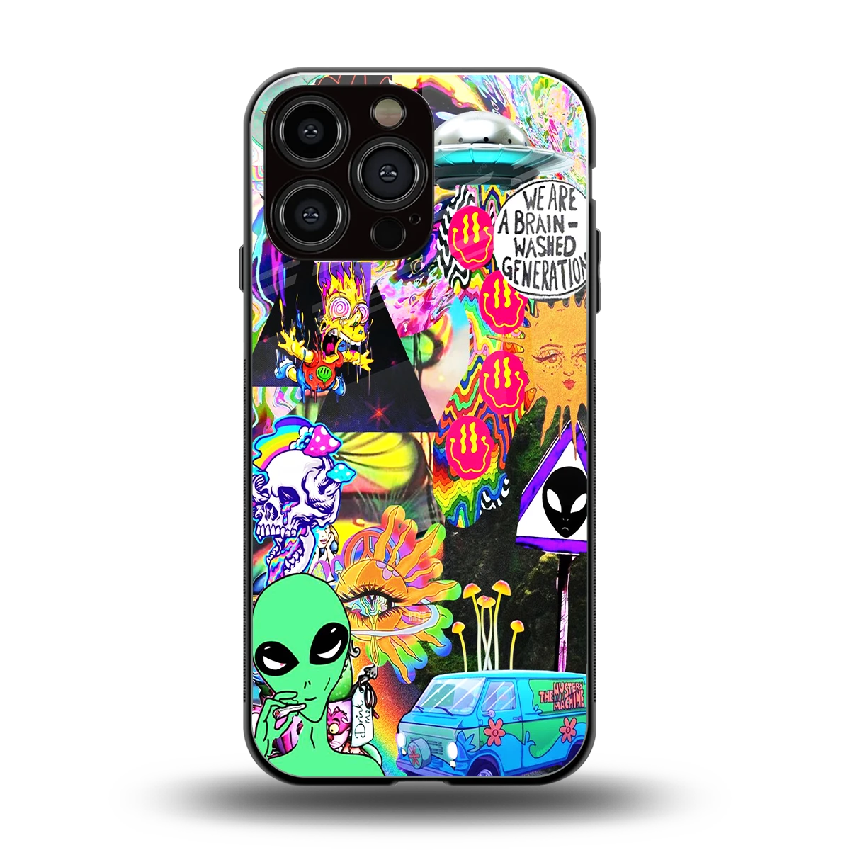 Alien Escape back phone cover | glass case for iphone 14 pro max