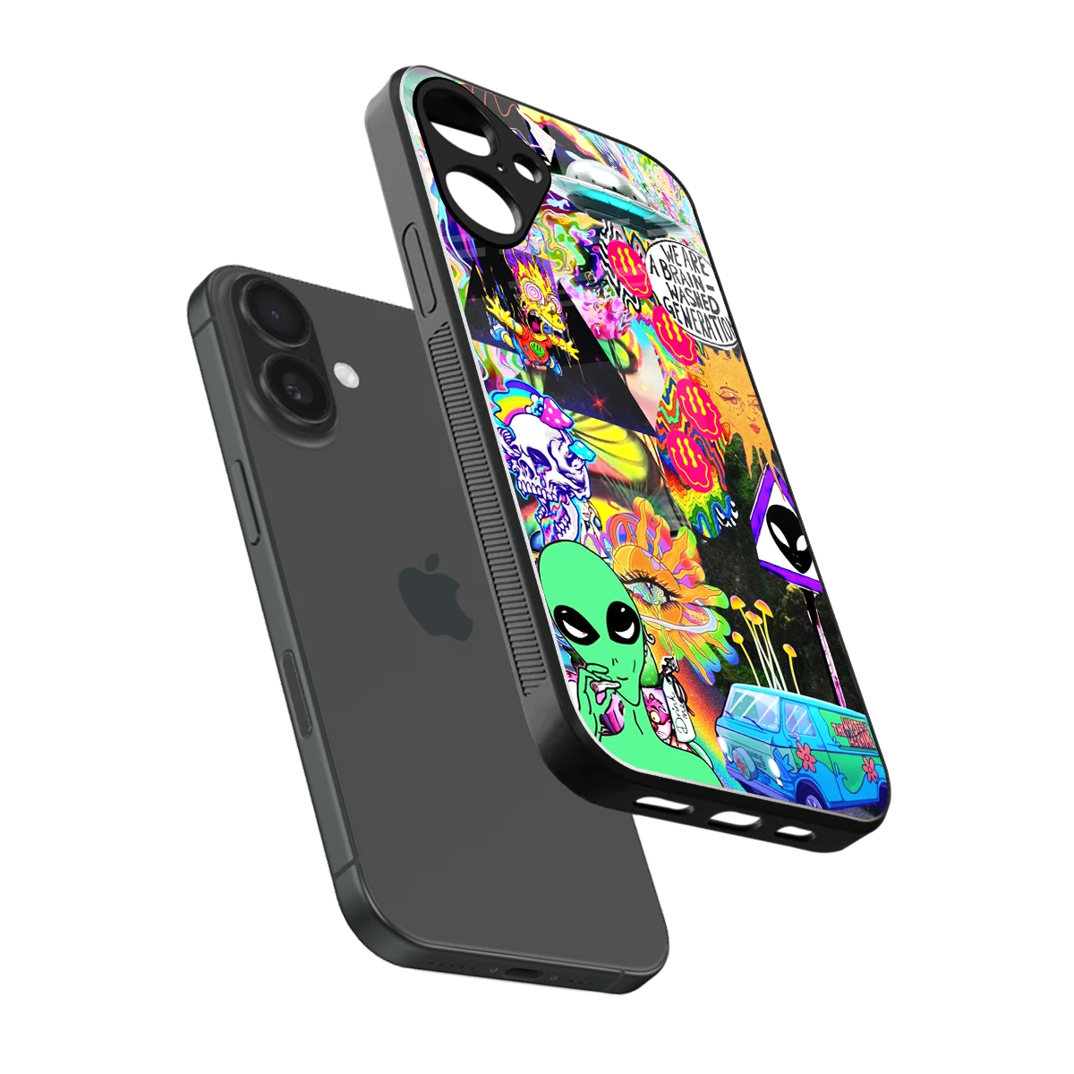 Alien Escape sleek iphone 16 plus cover with tempered glass back and TPU edges
