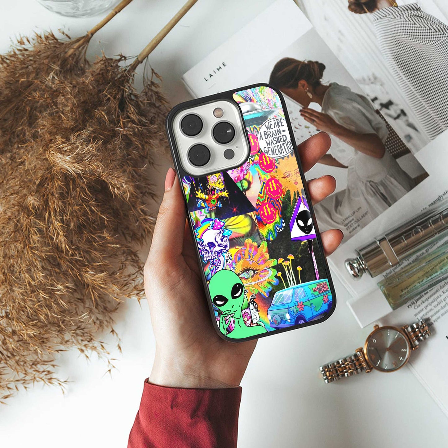 Alien Escape luxury glass phone case for iPhone 16 | scratch and drop resistant