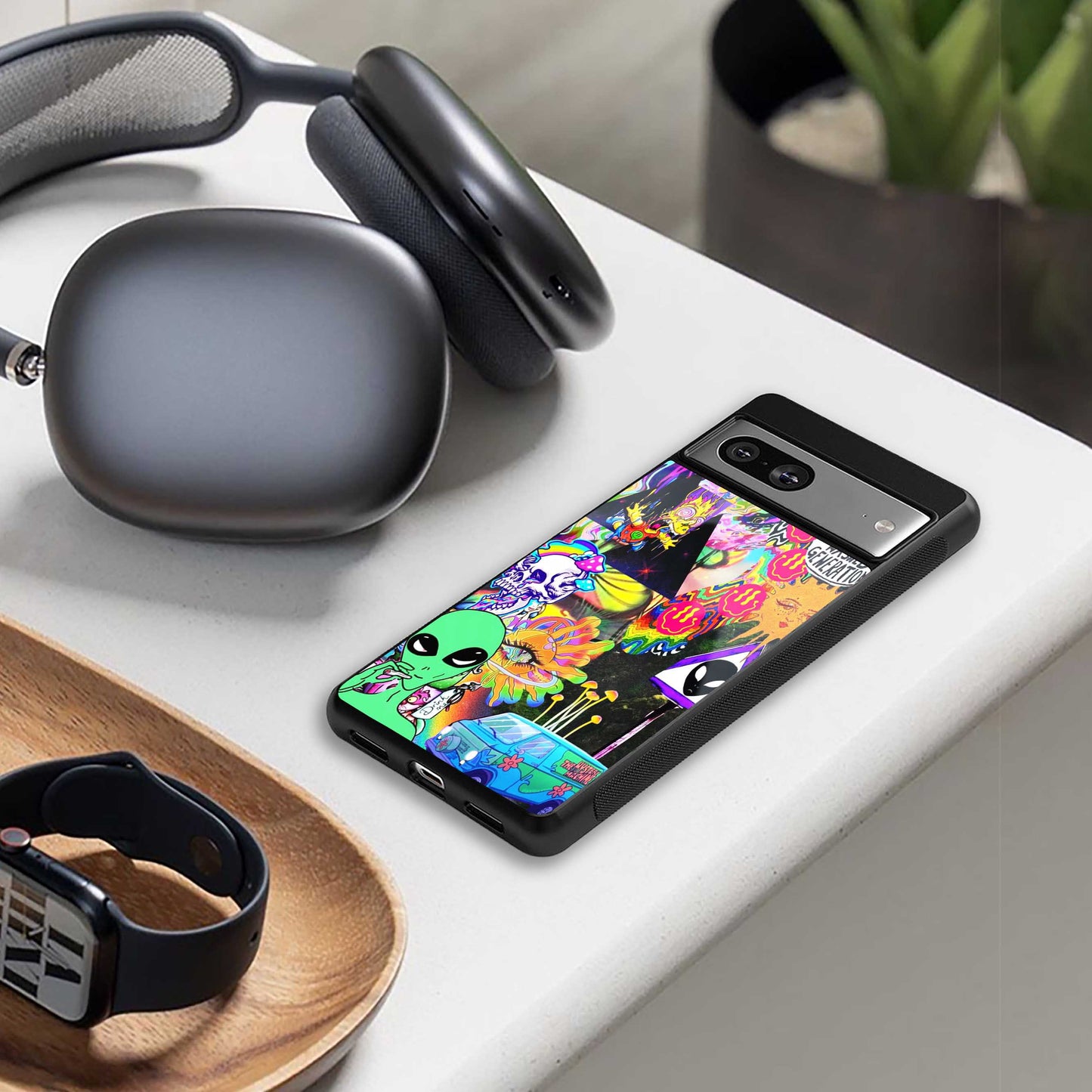 Alien Escape designer iPhone 16 phone cover | glossy finish with glass back