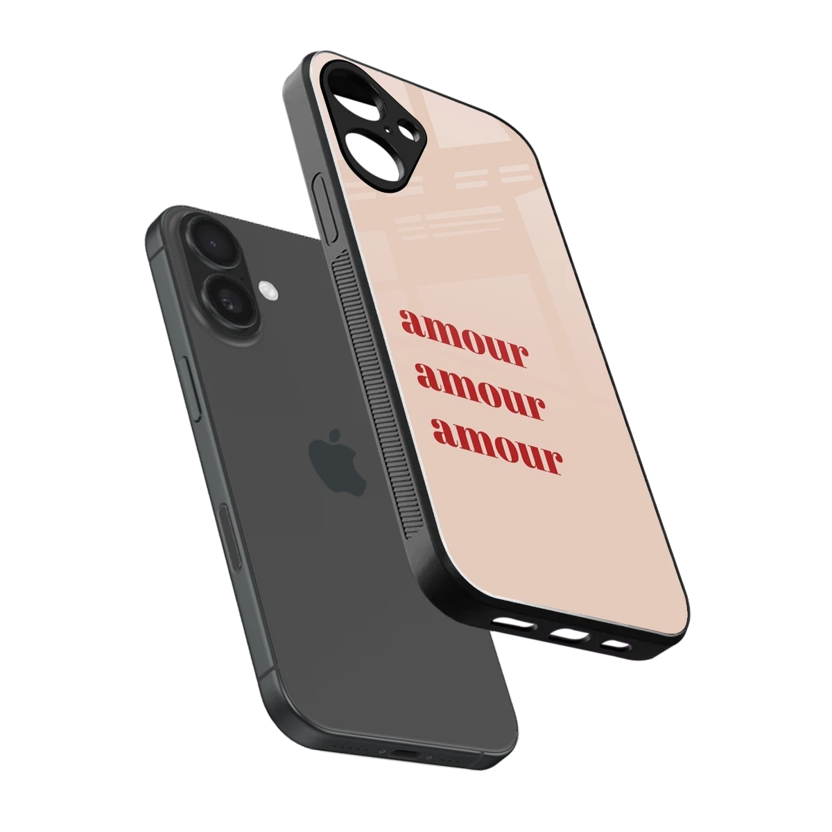 Amore Bliss sleek iphone 16 plus cover with tempered glass back and TPU edges