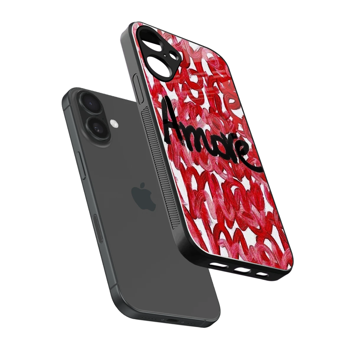 Amore sleek iphone 16 plus cover with tempered glass back and TPU edges