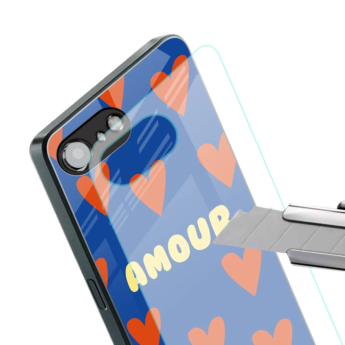 Amour Blue stylish phone case for iphone 16e | glossy glass and slim fit