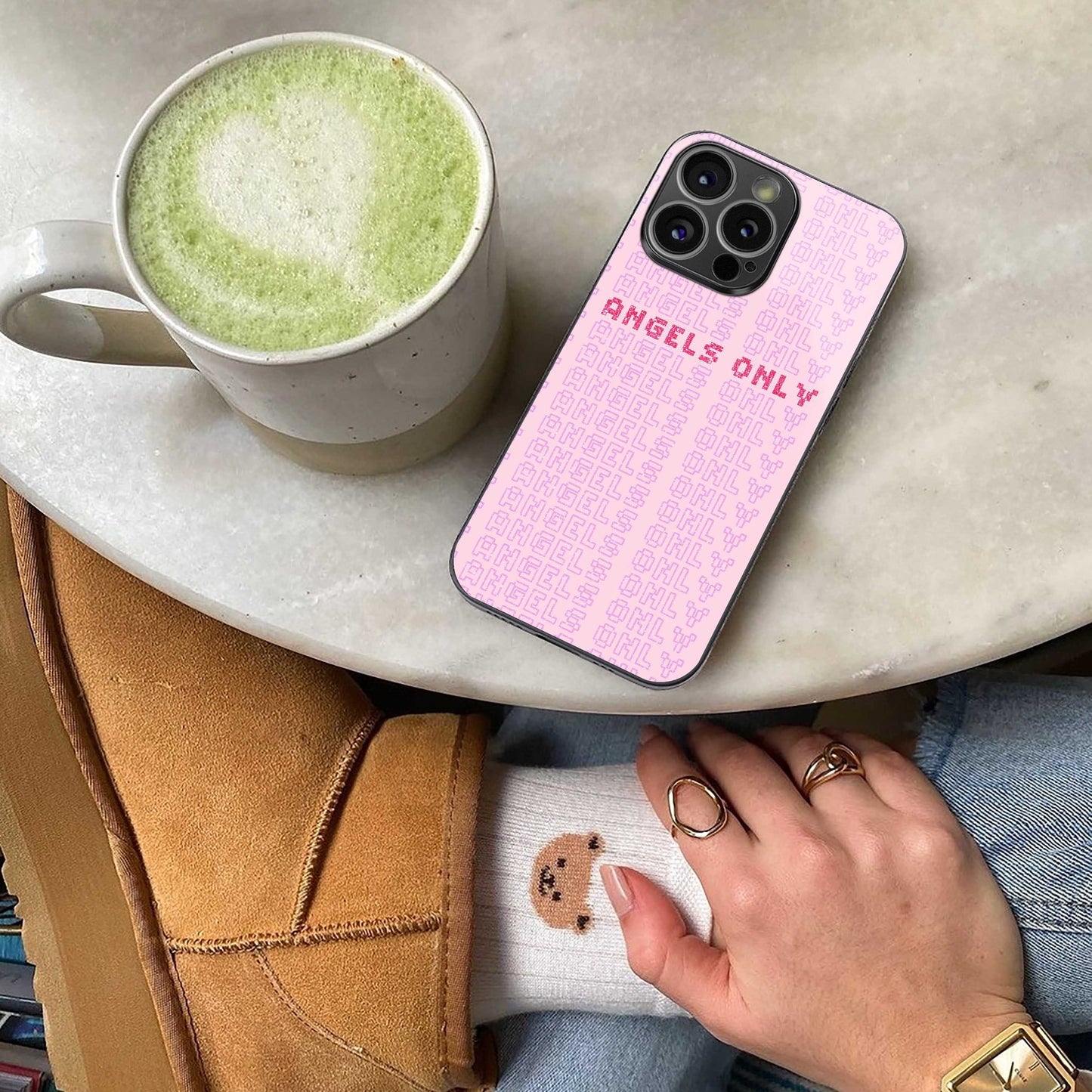 Angels Only luxury glass phone case for iPhone 16 | scratch and drop resistant
