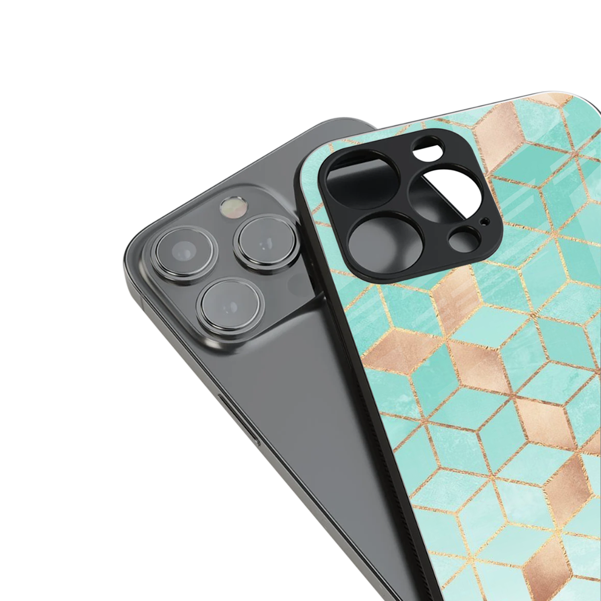 Aqua Mosaic Phone Case for Iphone 16 | Glass Case