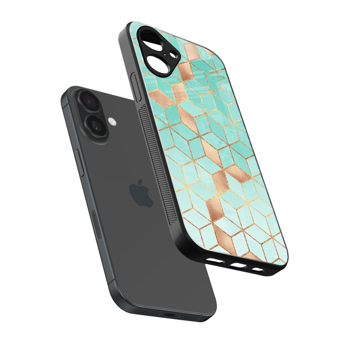 Aqua Mosaic Phone Case for Iphone 16 | Glass Case