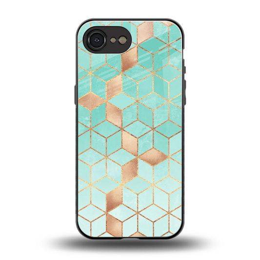 Aqua Mosaic back phone cover | glass case for iphone 16e