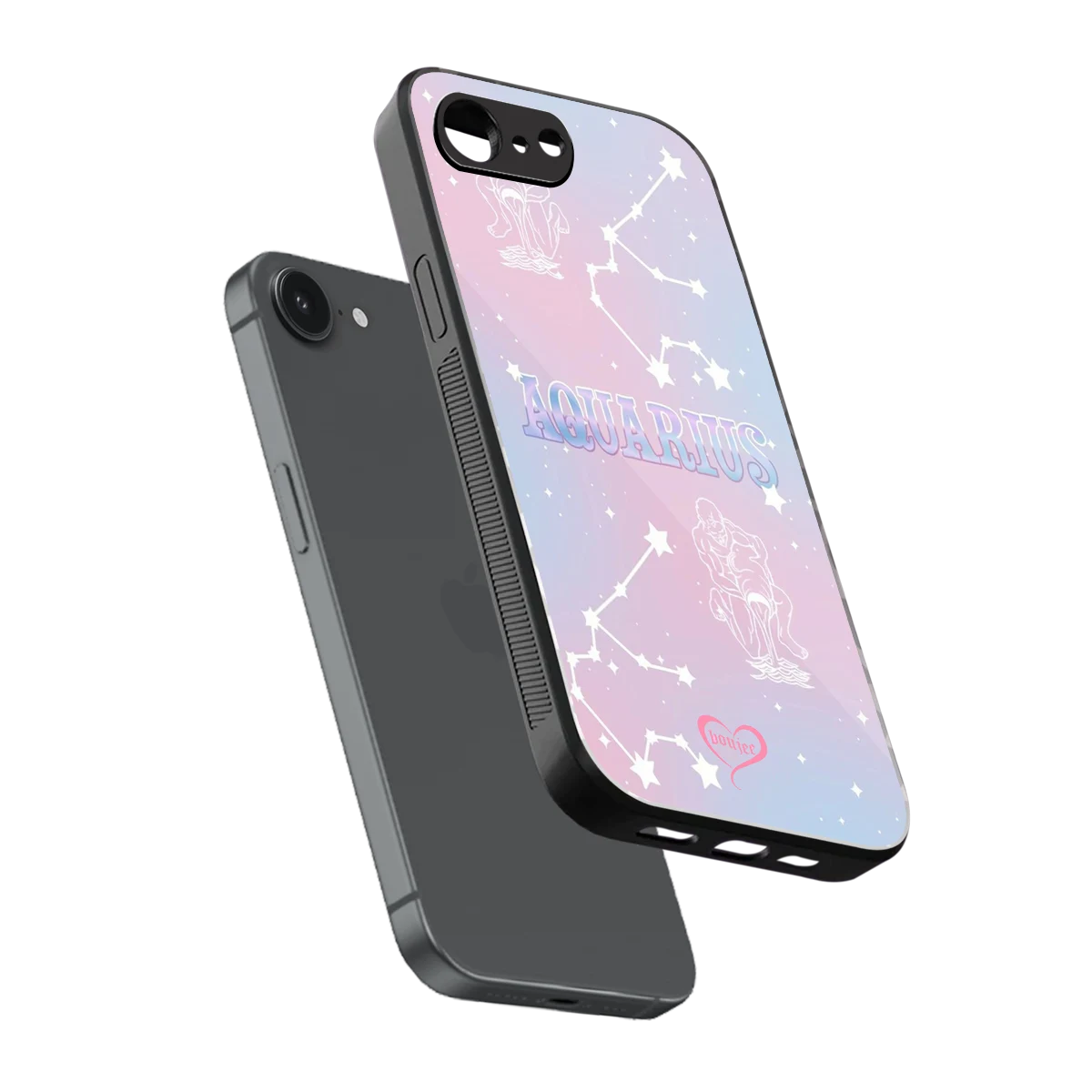 Aquarius Aura sleek iphone 16e cover with tempered glass back and TPU edges