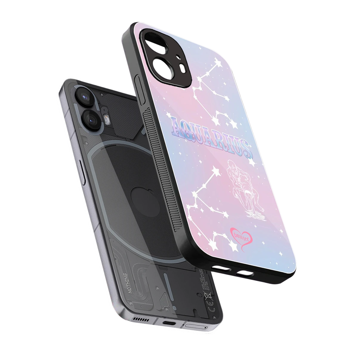 Aquarius Aura sleek nothing phone 2 cover with tempered glass back and TPU edges