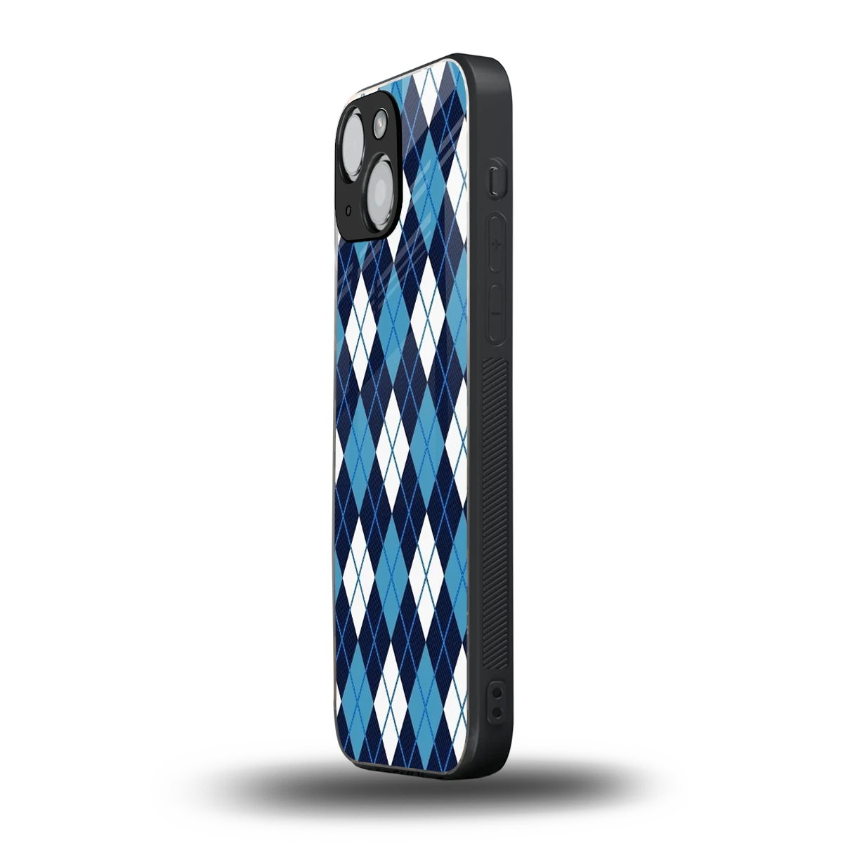 Argyle Blue iphone 13 mini mobile cover | shockproof glass phone case