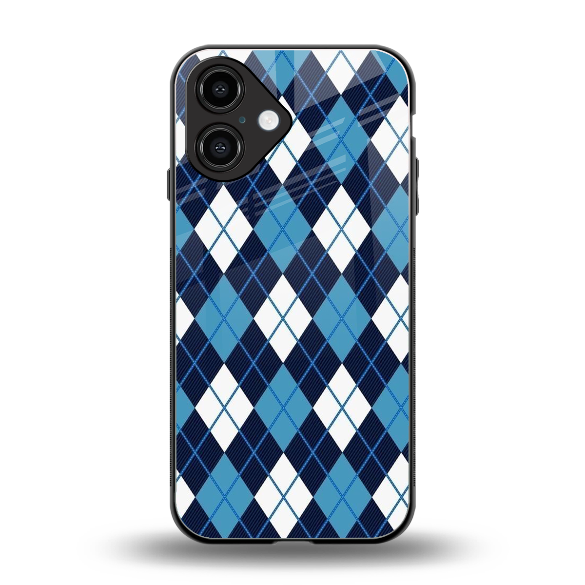 Argyle Blue back phone cover | glass case for iphone 16