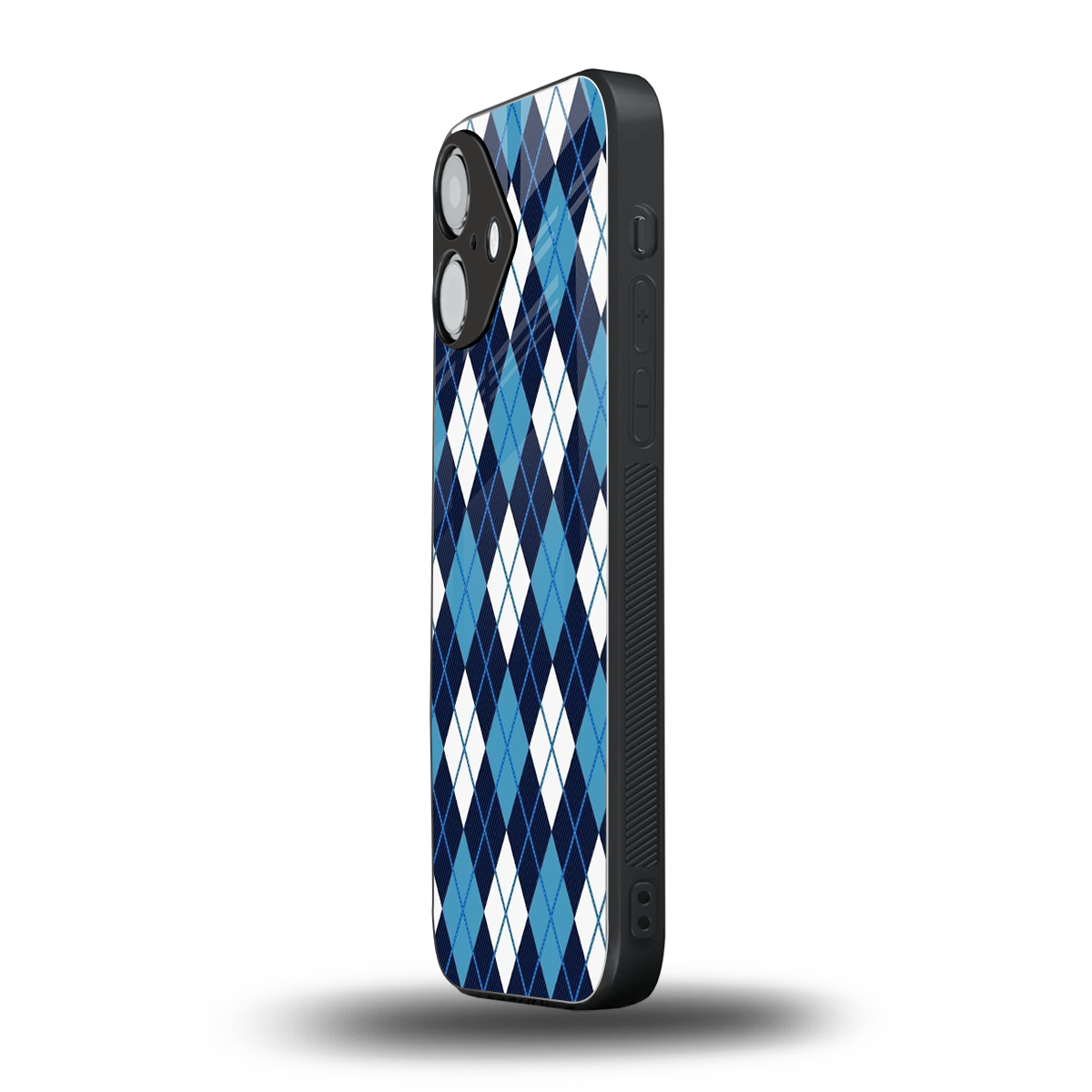 Argyle Blue iPhone 16 mobile cover | shockproof glass phone case
