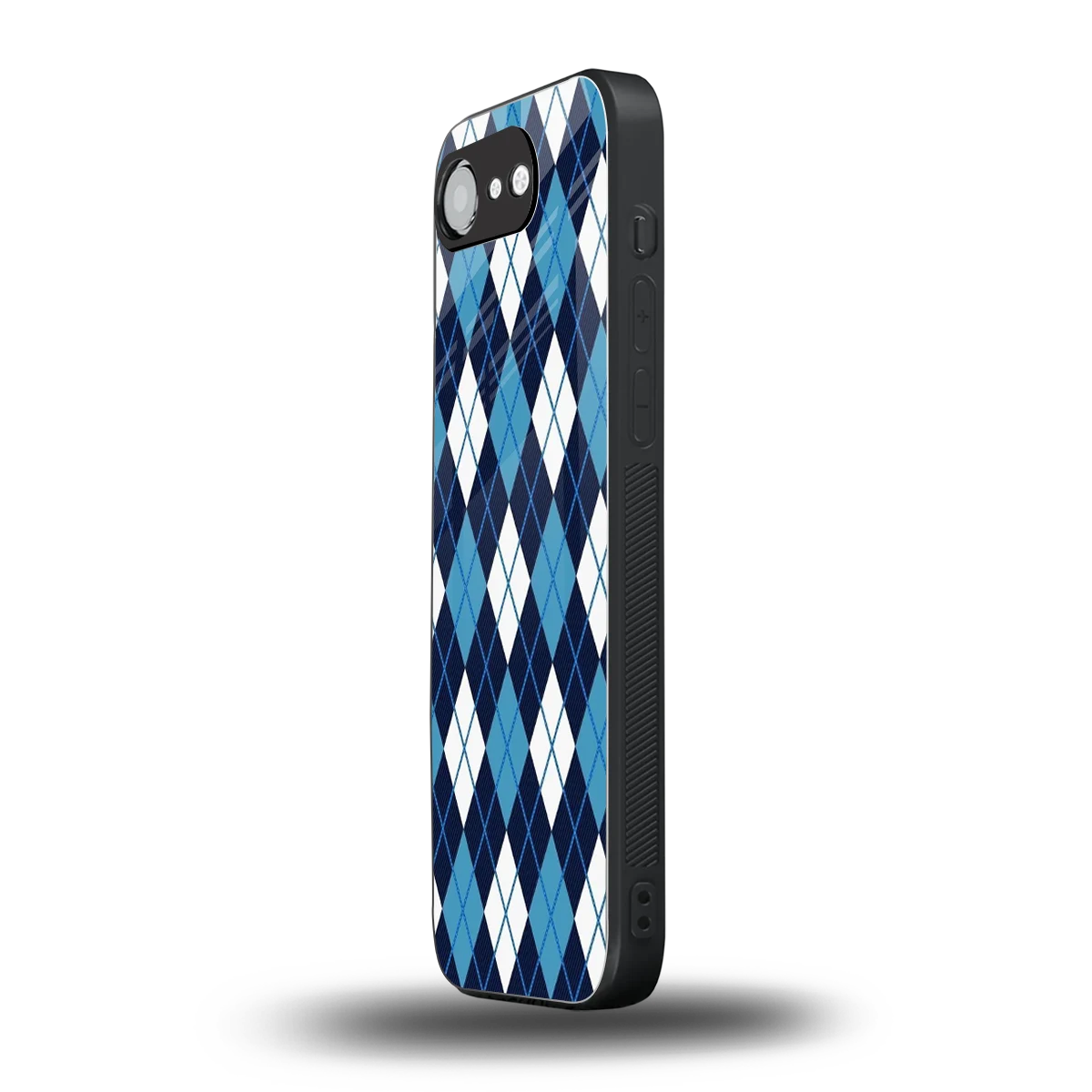 Argyle Blue iphone 16e mobile cover | shockproof glass phone case
