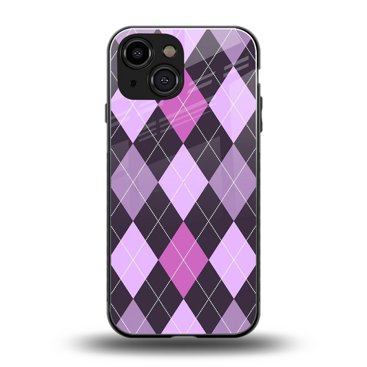 Argyle Purple back phone cover | glass case for iphone 13 mini
