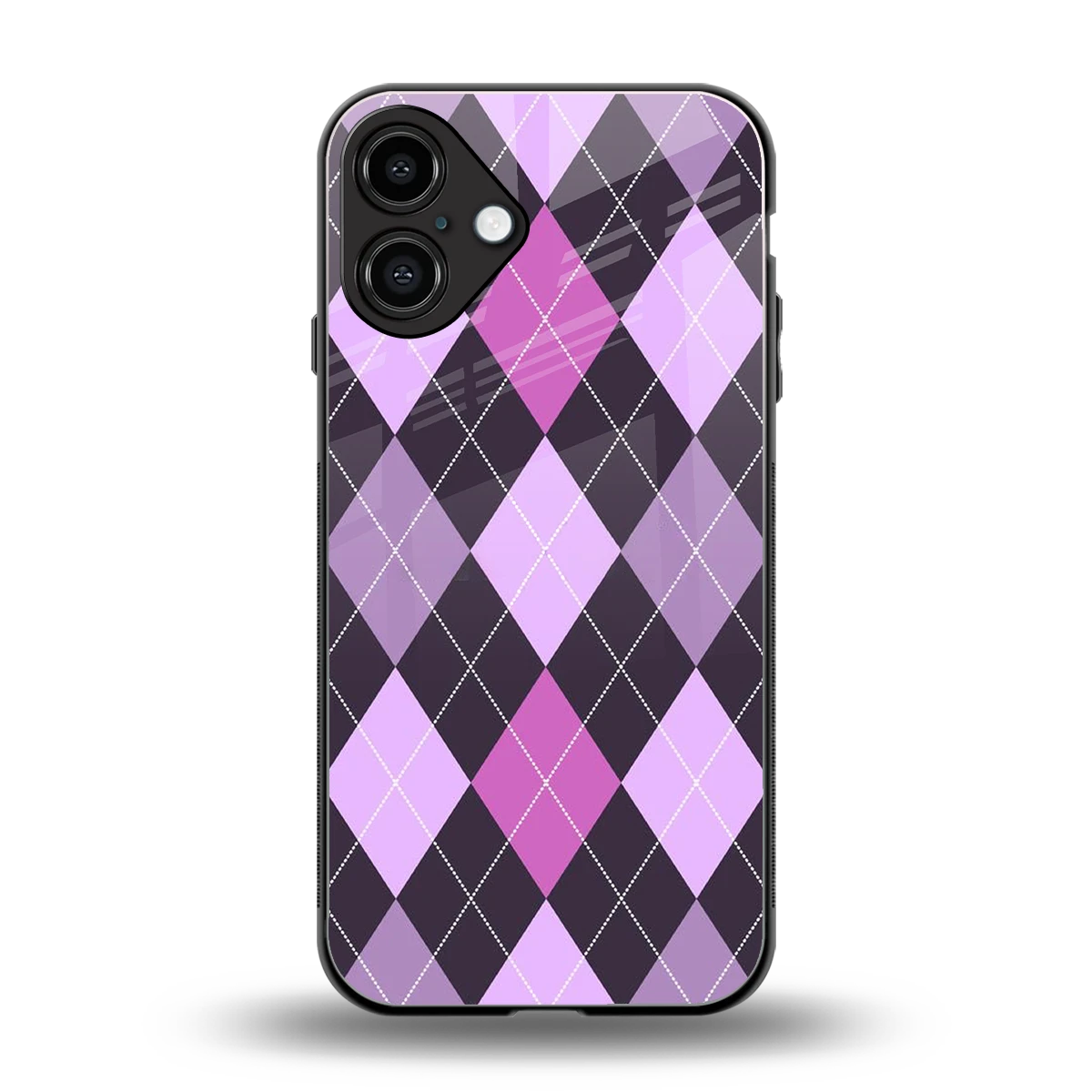 Argyle Purple back phone cover | glass case for iphone 16 plus