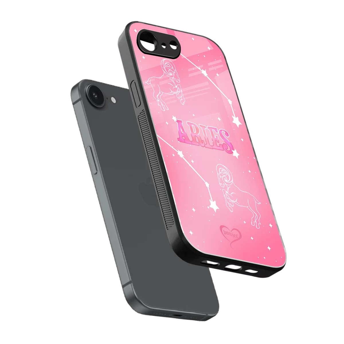 Aries Aura sleek iphone 16e cover with tempered glass back and TPU edges