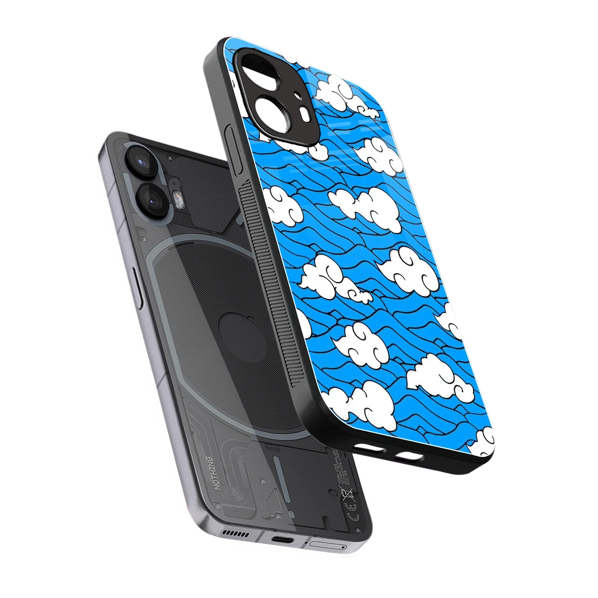 Azure Dreams sleek nothing phone 2 cover with tempered glass back and TPU edges