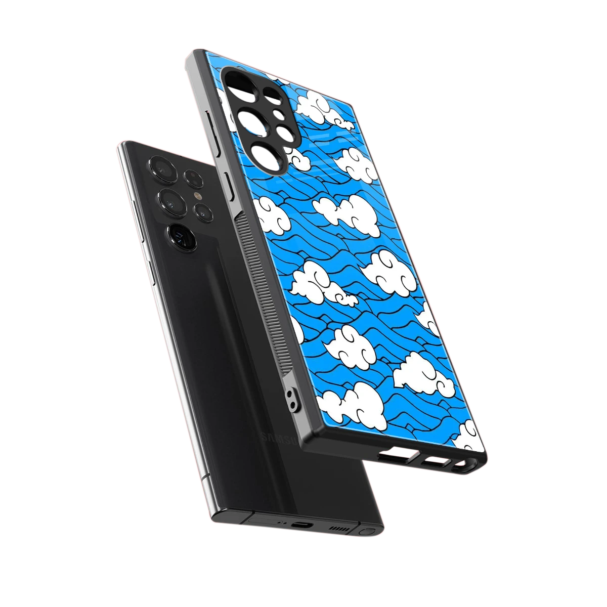 Azure Dreams sleek samsung galaxy s24 ultra cover with tempered glass back and TPU edges
