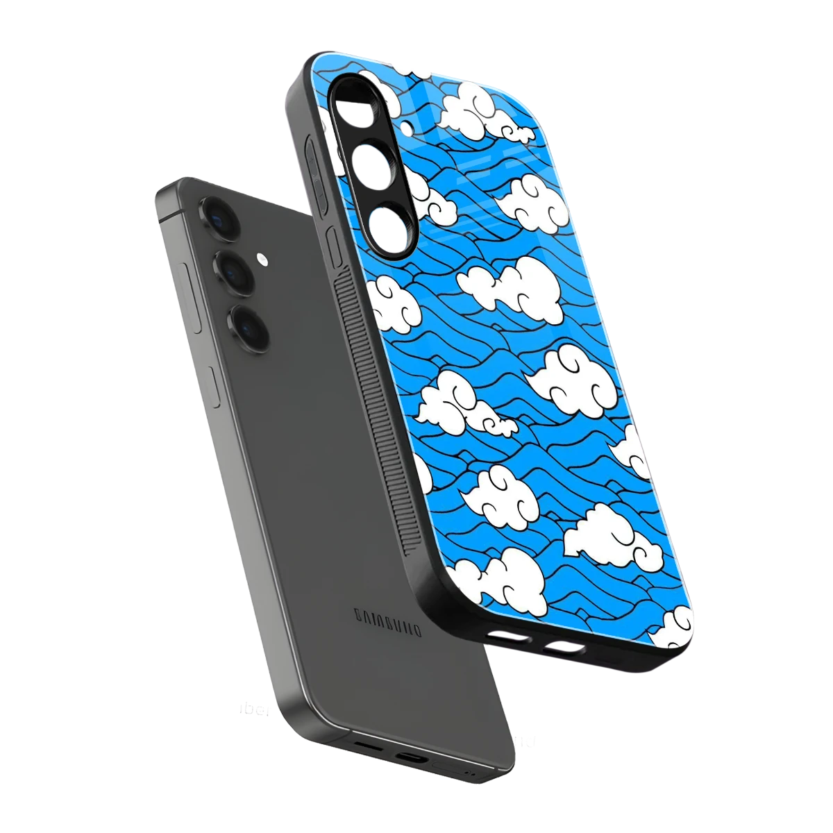 Azure Dreams sleek samsung galaxy s24 cover with tempered glass back and TPU edges