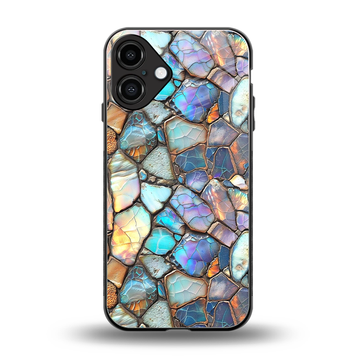 Azure Stone back phone cover | glass case for iphone 16 plus