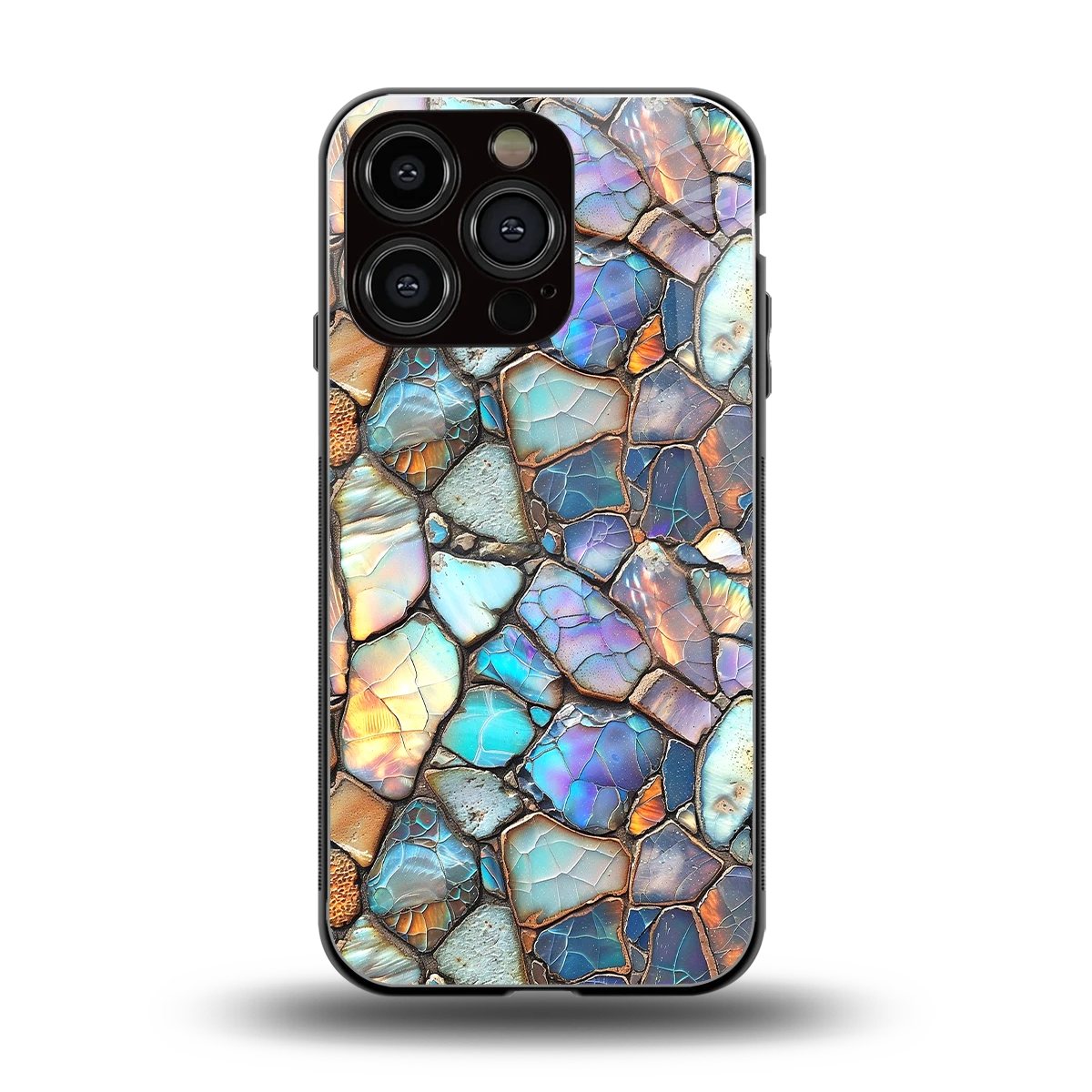 Azure Stone back phone cover | glass case for iphone 16 pro
